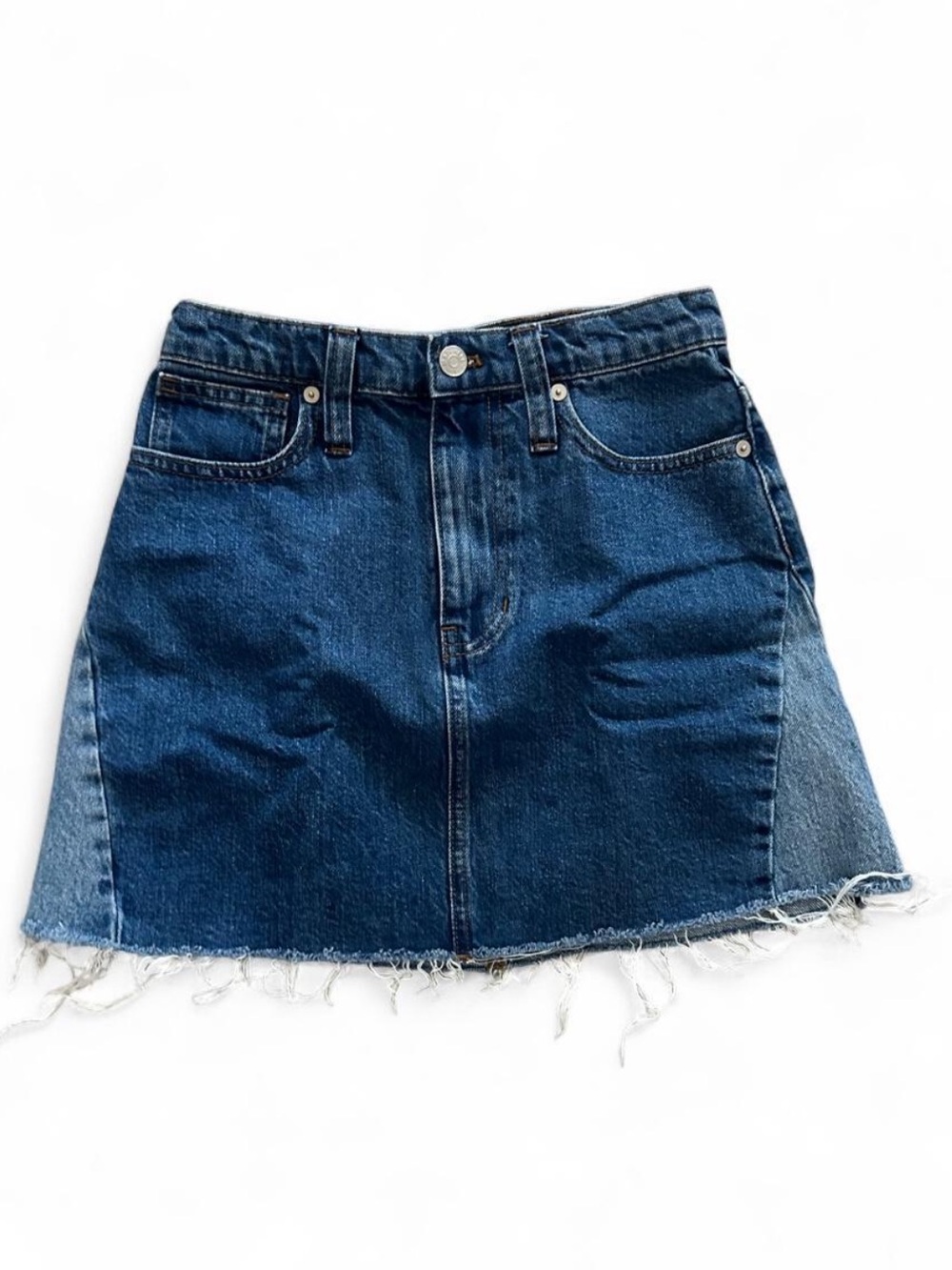 Madewell Two-Tone Denim Patchwork Mini Skirt - Blue Womens Size 24